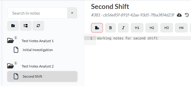 IRIS notes view